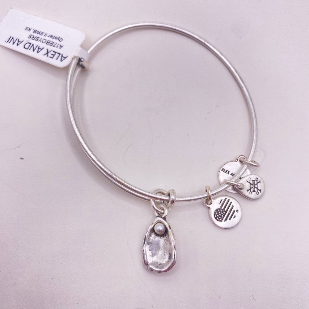 Alex and Ani silver tone oyster bangle bracelet
